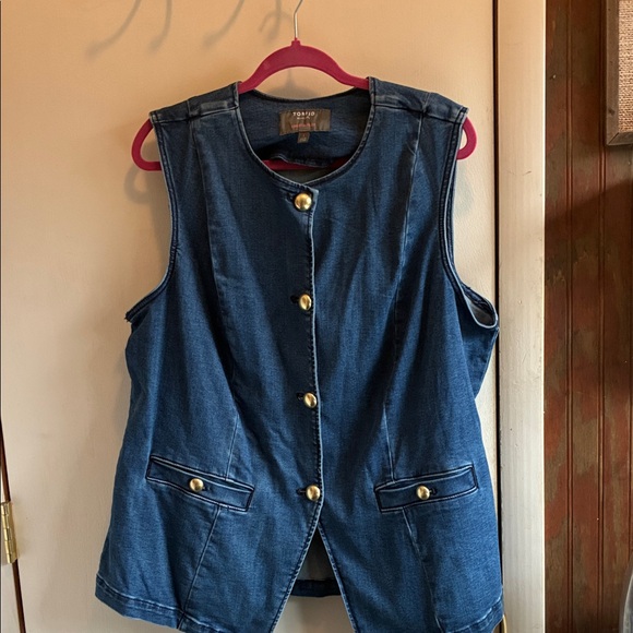 Torrid Dark Blue Denim Vest with Gold Buttons - Picture 5 of 5